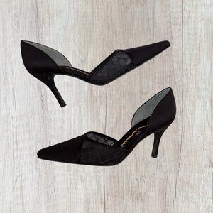 NINA Satin D'orsay Black Sparkle Beaded Heels Women's Size 7
